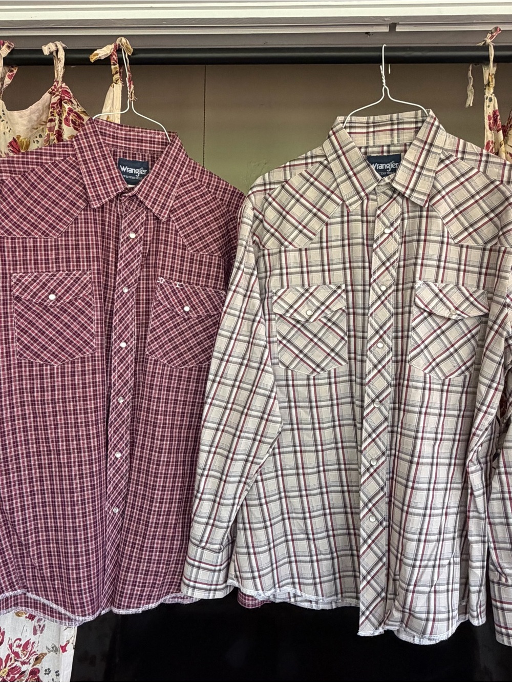 Two vintage Wrangler Pearl snap shirts - perfect condition barely worn L
